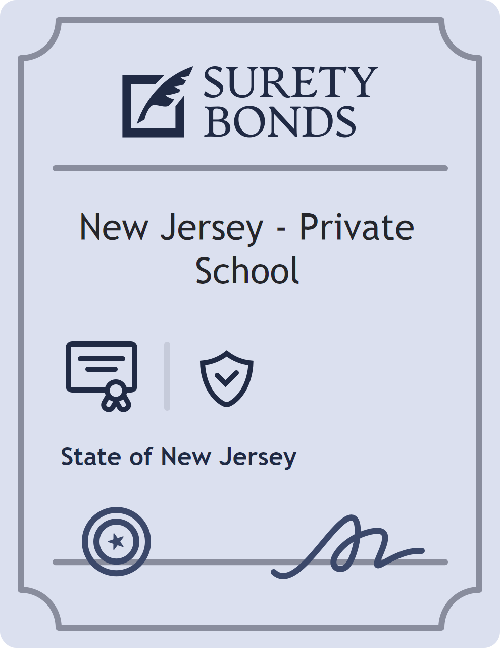 Surety bond badge for New Jersey - Private School