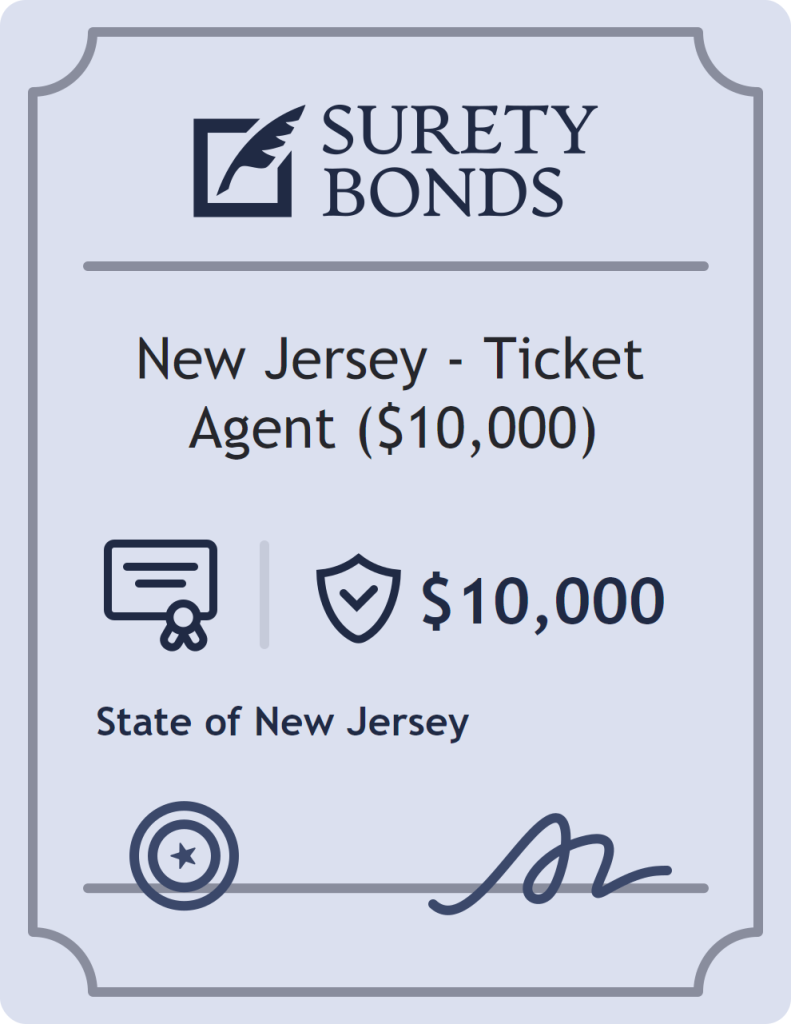 Surety bond badge for New Jersey - Ticket Agent ($10,000)