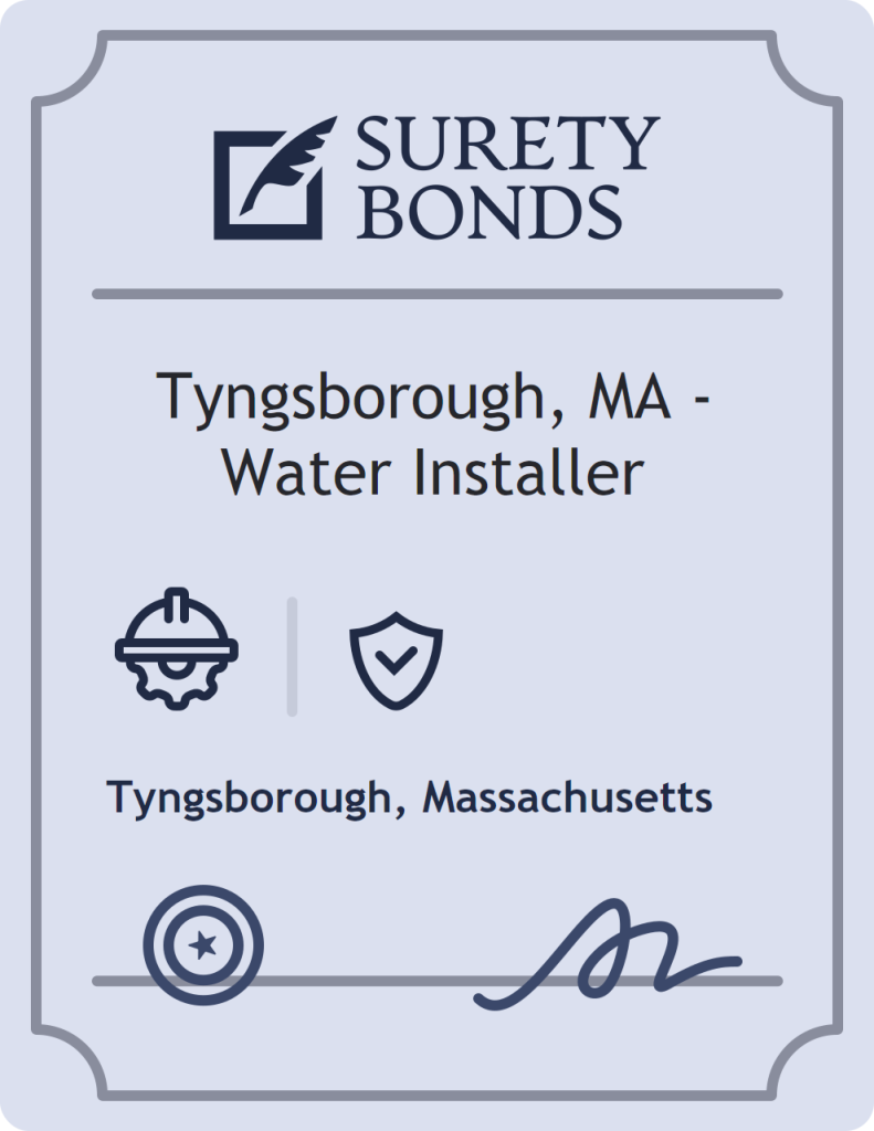 Surety bond badge for Tyngsborough, MA - Water Installer