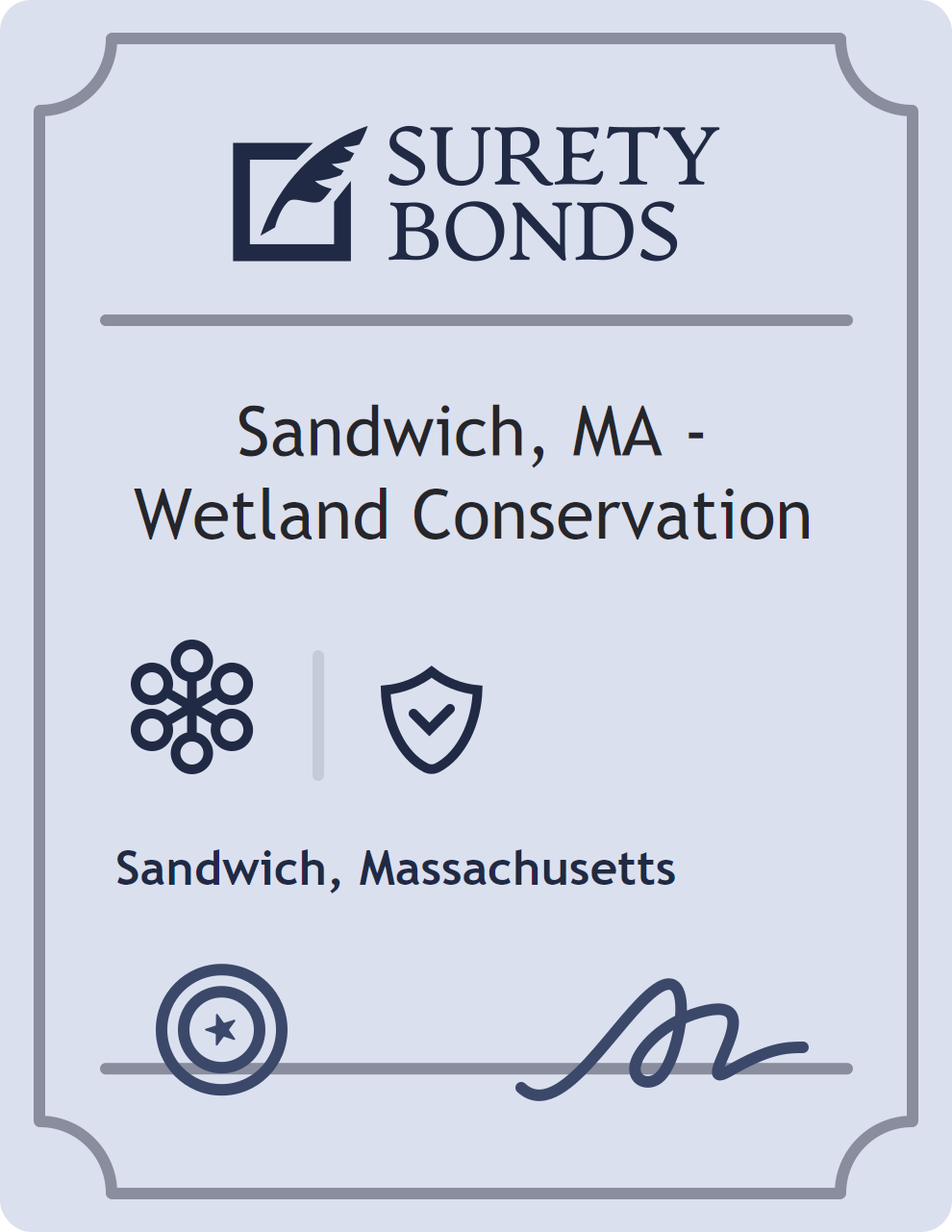 Surety bond badge for Sandwich, MA - Wetland Conservation