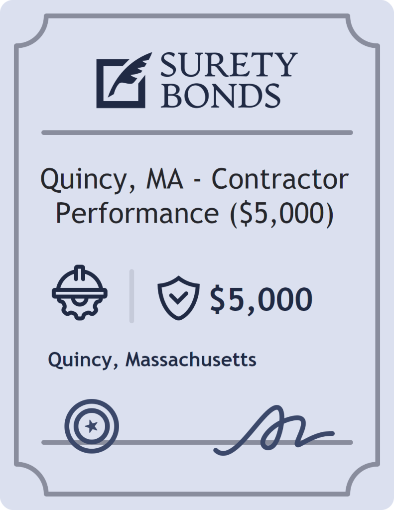 Surety bond badge for Quincy, MA - Contractor Performance ($5,000)