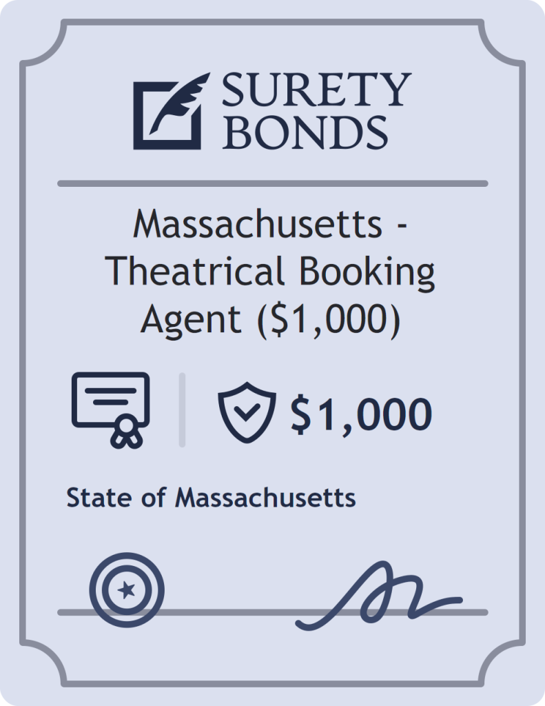 Surety bond badge for Massachusetts - Theatrical Booking Agent ($1,000)