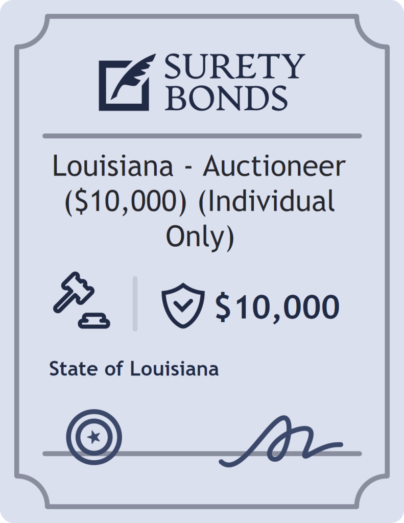 Surety bond badge for Louisiana - Auctioneer ($10,000) (Individual Only)