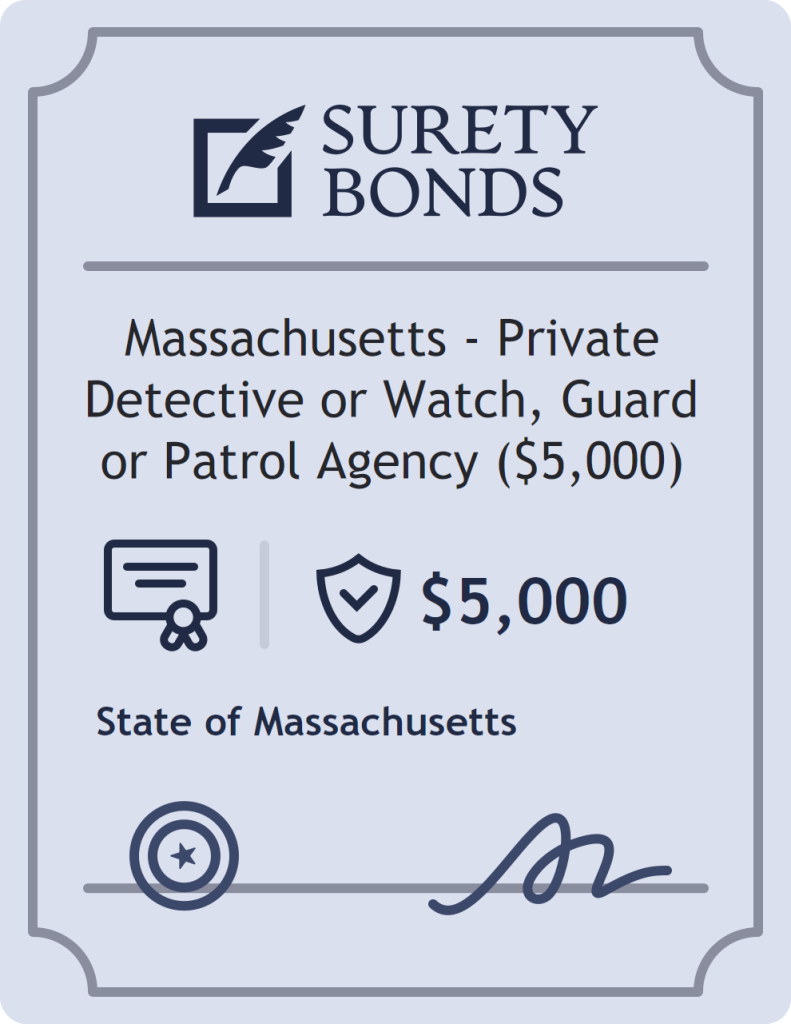 Surety bond badge for Massachusetts - Private Detective or Watch, Guard or Patrol Agency ($5,000)