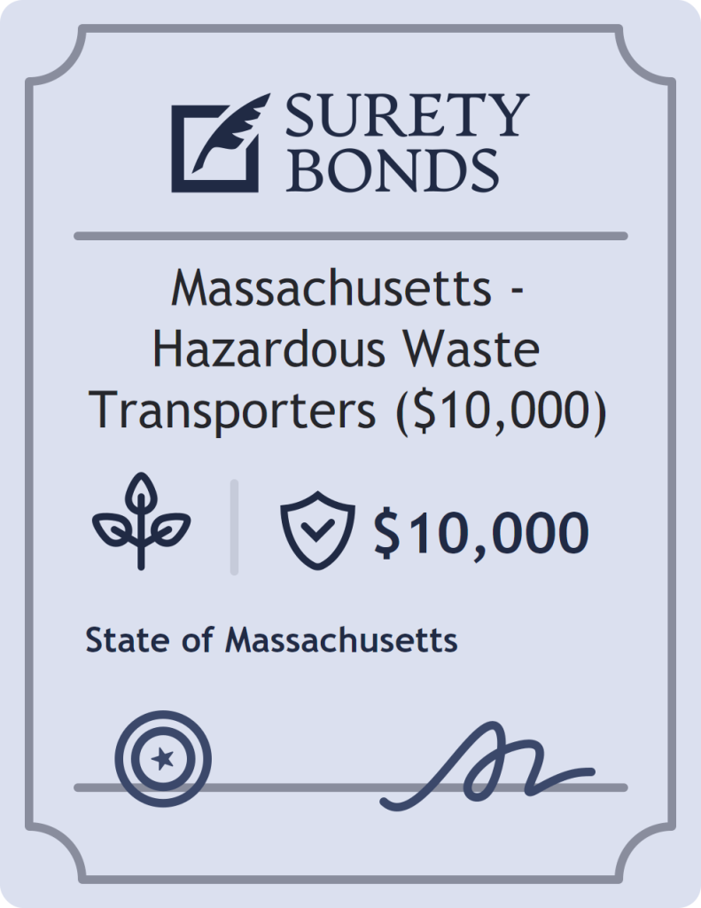 Surety bond badge for Massachusetts - Hazardous Waste Transporters ($10,000)