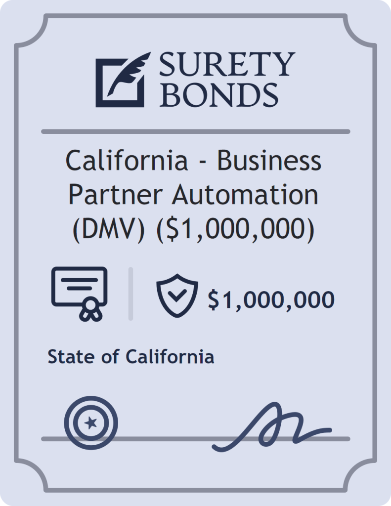 Surety bond badge for California - Business Partner Automation (DMV) ($1,000,000)