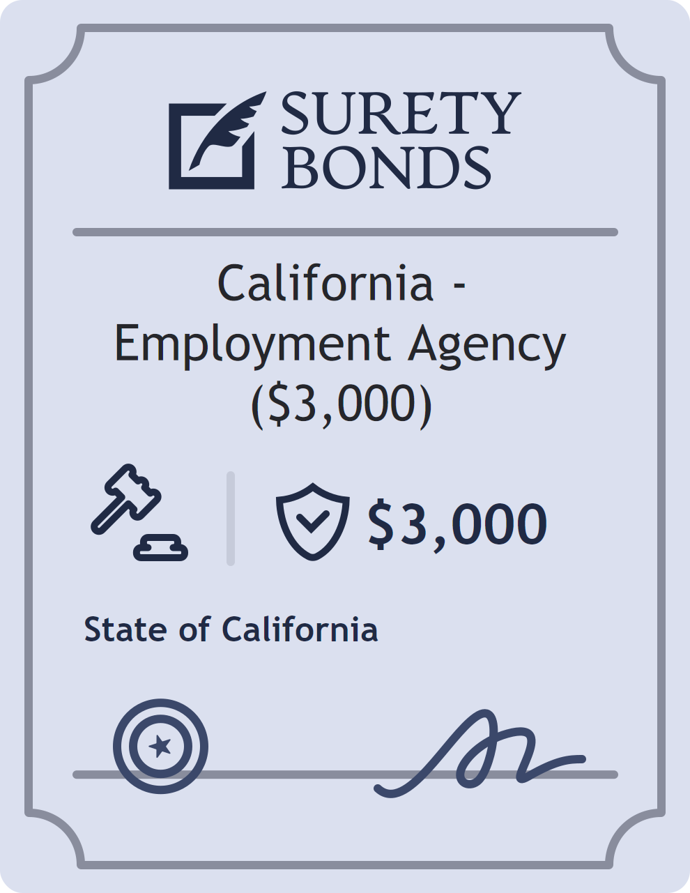 Surety bond badge for California - Employment Agency ($3,000)