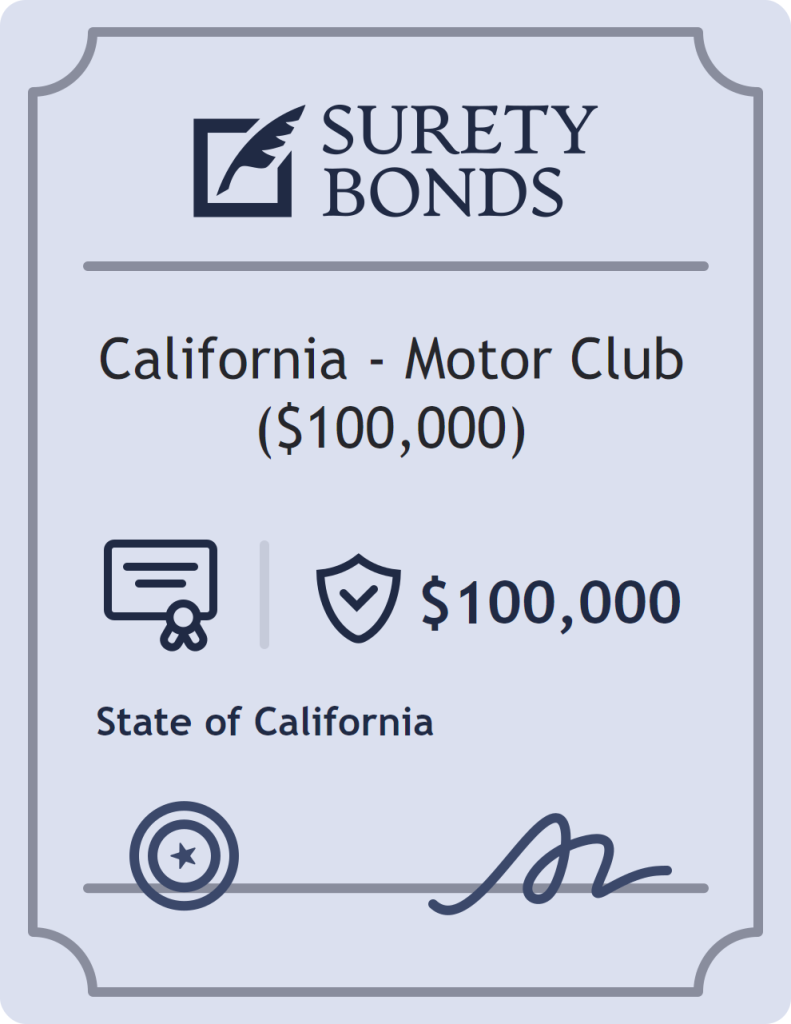 Surety bond badge for California - Motor Club ($100,000)