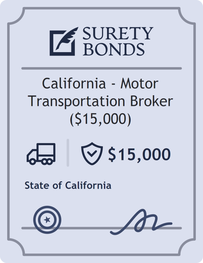 Surety bond badge for California - Motor Transportation Broker ($15,000)