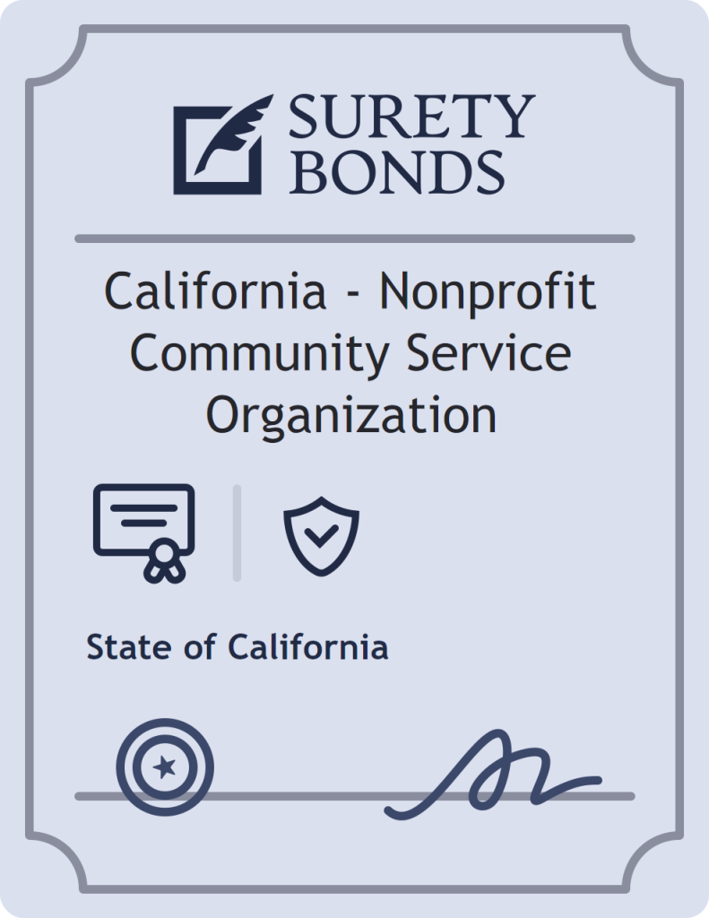 Surety bond badge for California - Nonprofit Community Service Organization