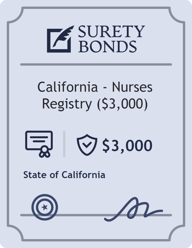 Surety bond badge for California - Nurses Registry ($3,000)