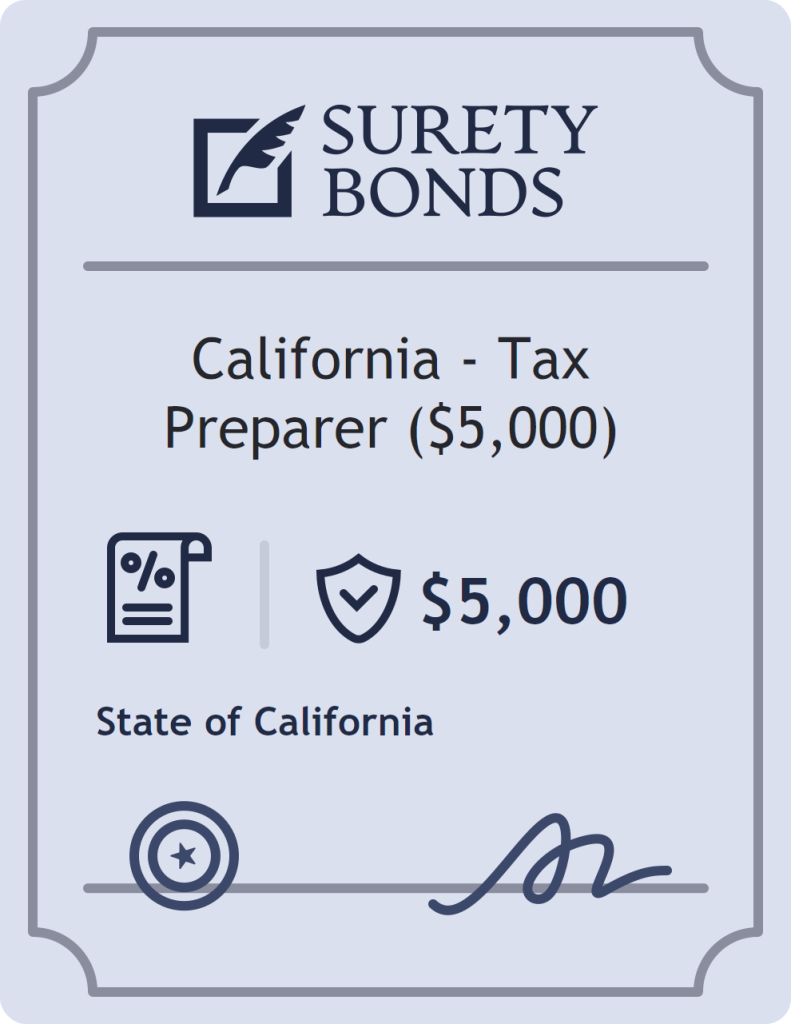 Surety bond badge for California - Tax Preparer ($5,000)