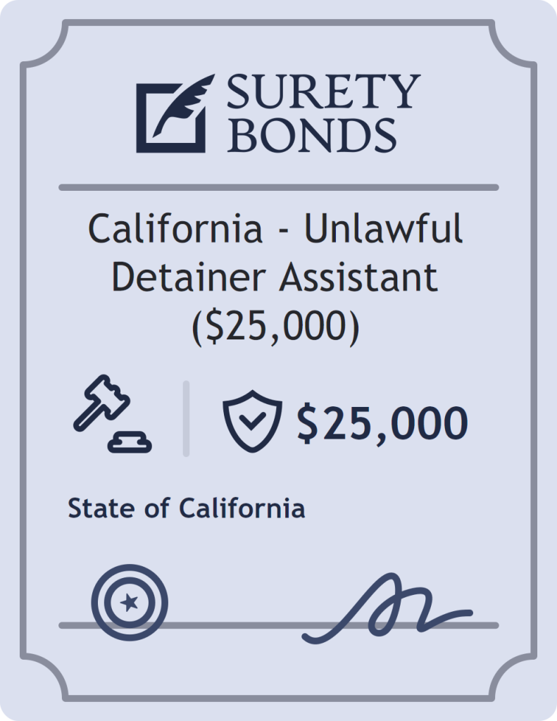 Surety bond badge for California - Unlawful Detainer Assistant ($25,000)