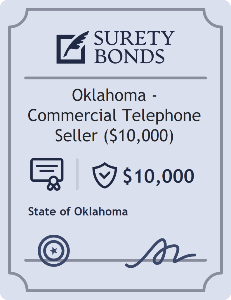 Surety bond badge for Oklahoma - Commercial Telephone Seller ($10,000)