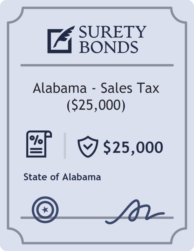 Surety bond badge for Alabama - Sales Tax ($25,000)