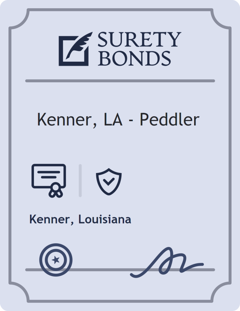 Surety bond badge for Kenner, LA - Peddler