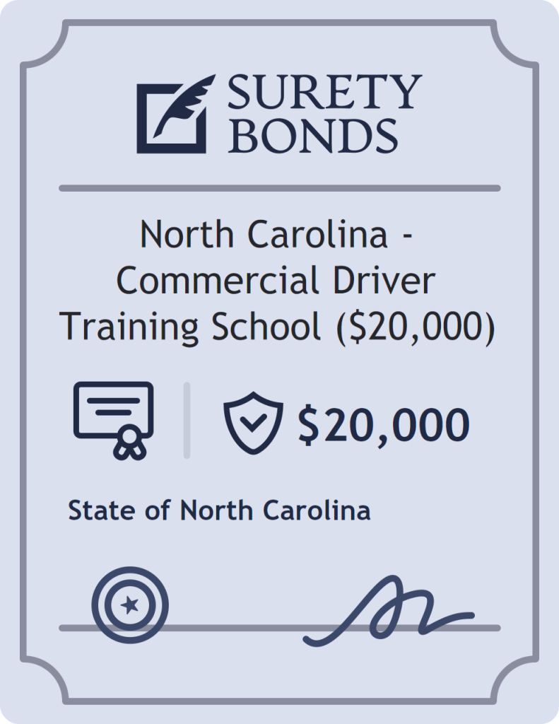 Surety bond badge for North Carolina - Commercial Driver Training School ($20,000)