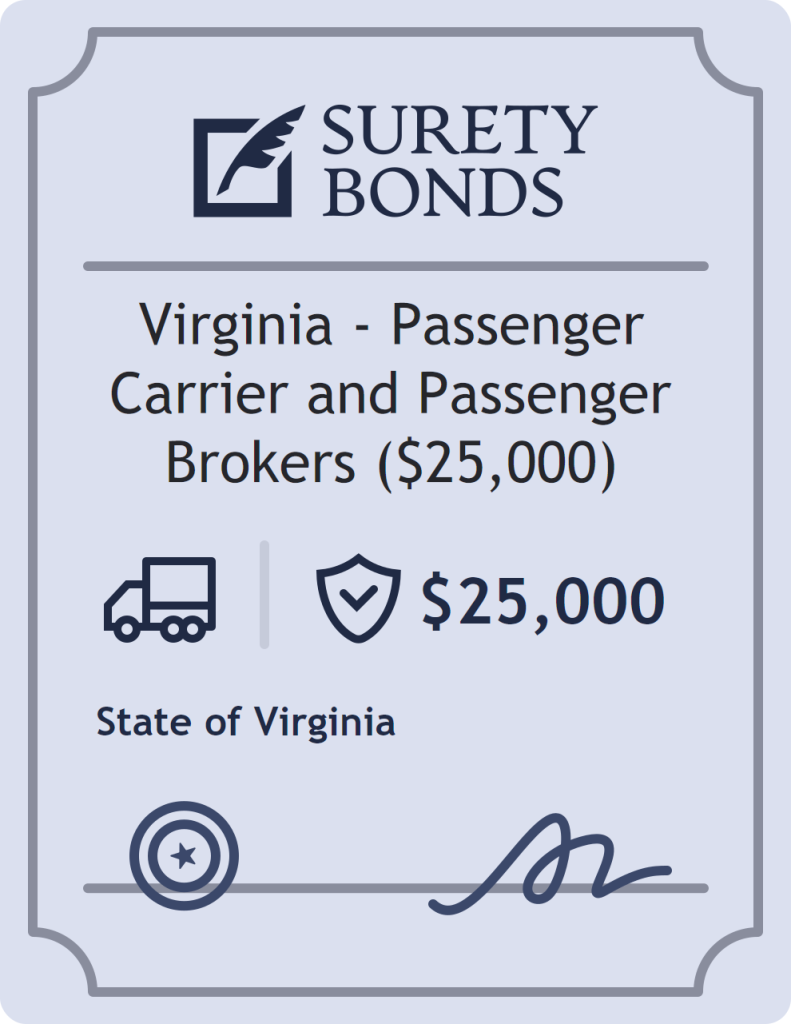 Surety bond badge for Virginia - Passenger Carrier and Passenger Brokers ($25,000)
