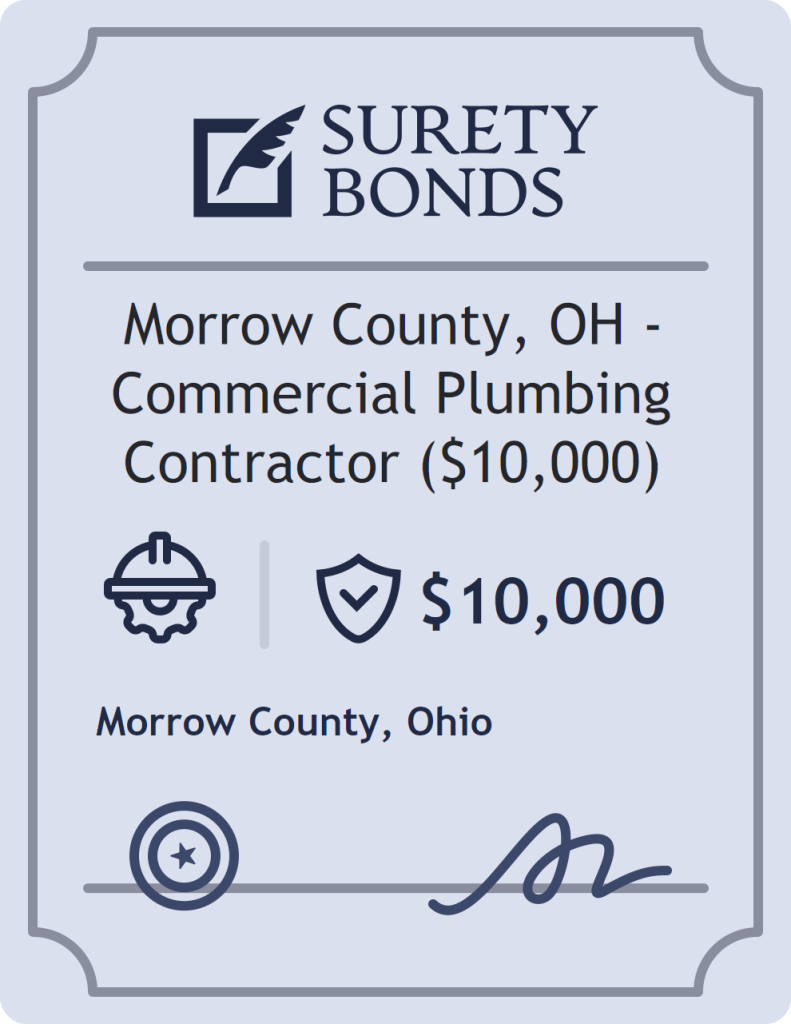 Surety bond badge for Morrow County, OH - Commercial Plumbing Contractor ($10,000)