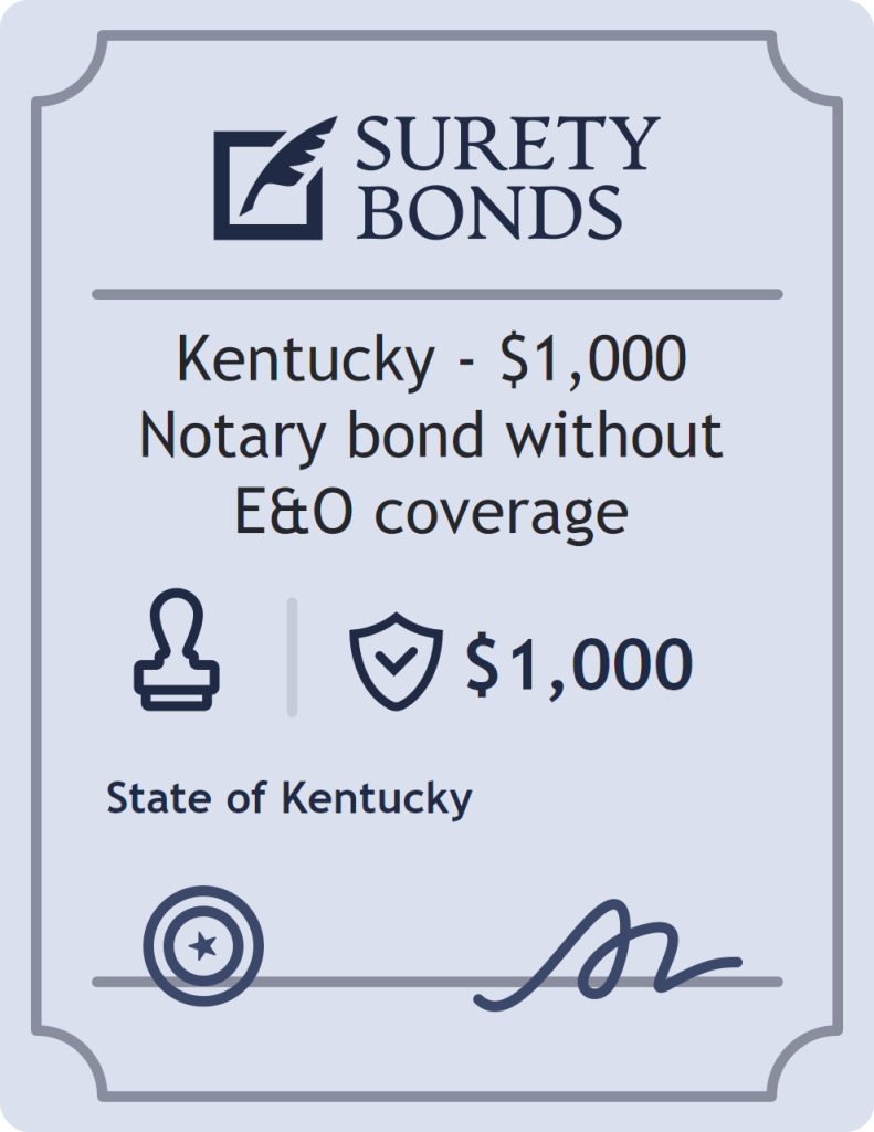 Surety bond badge for Kentucky - $1,000 Notary bond without E&O coverage