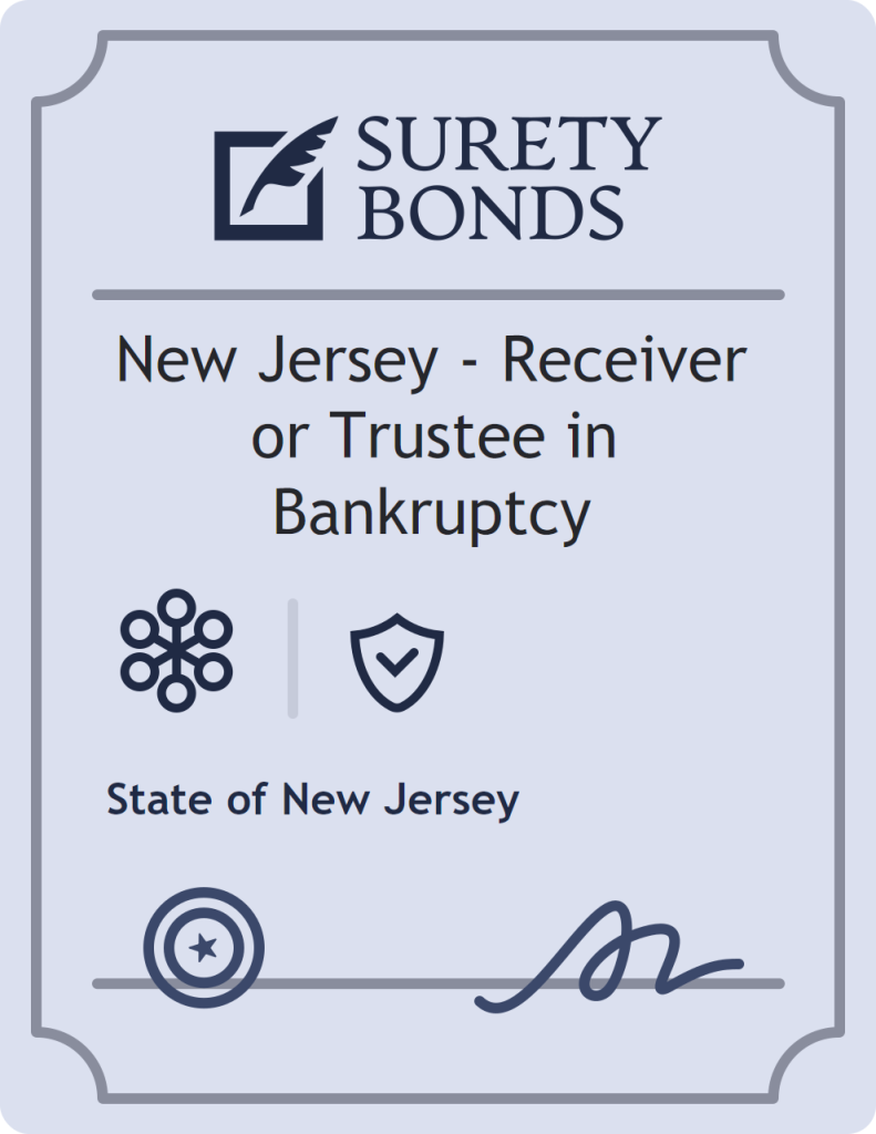 Surety bond badge for New Jersey - Receiver or Trustee in Bankruptcy
