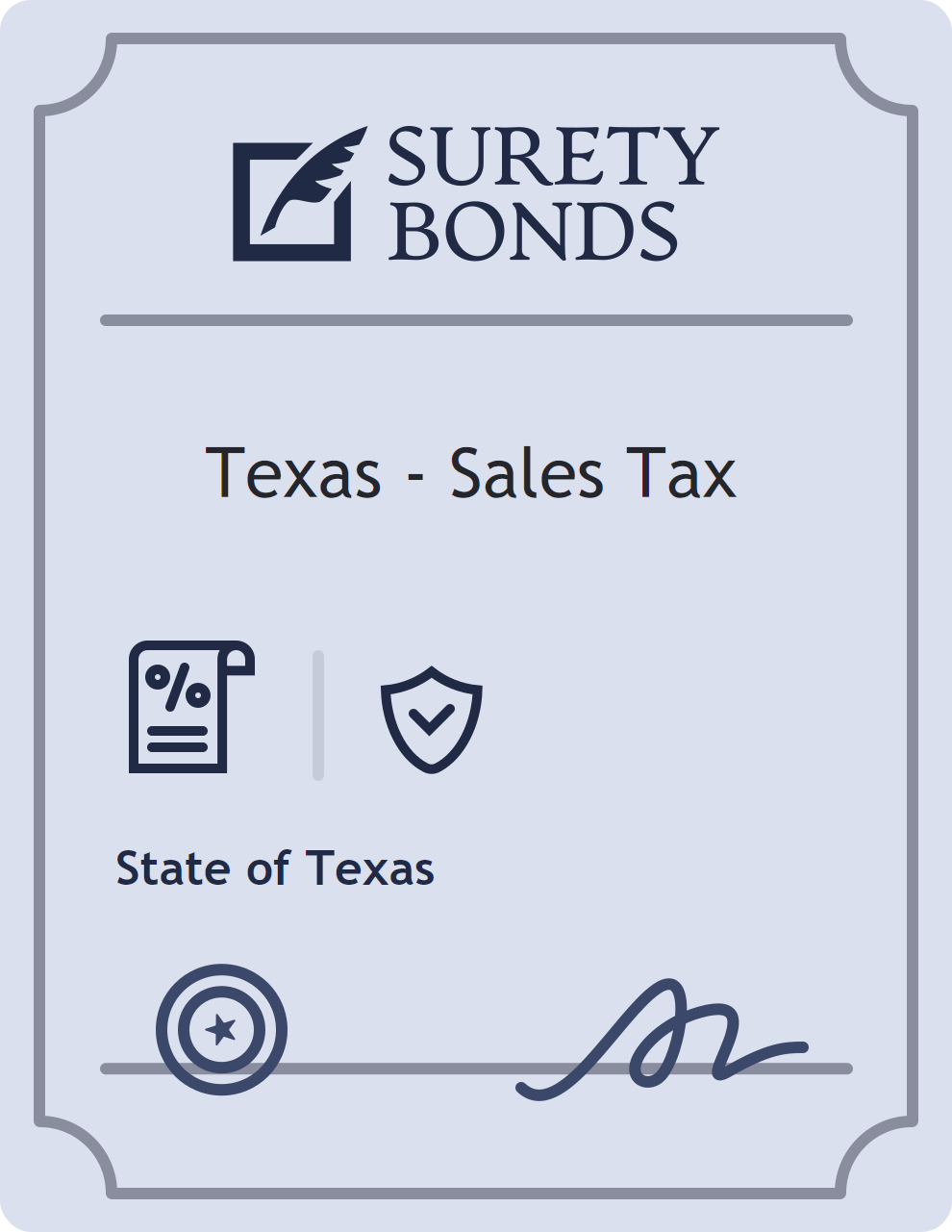 Surety bond badge for Texas - Sales Tax