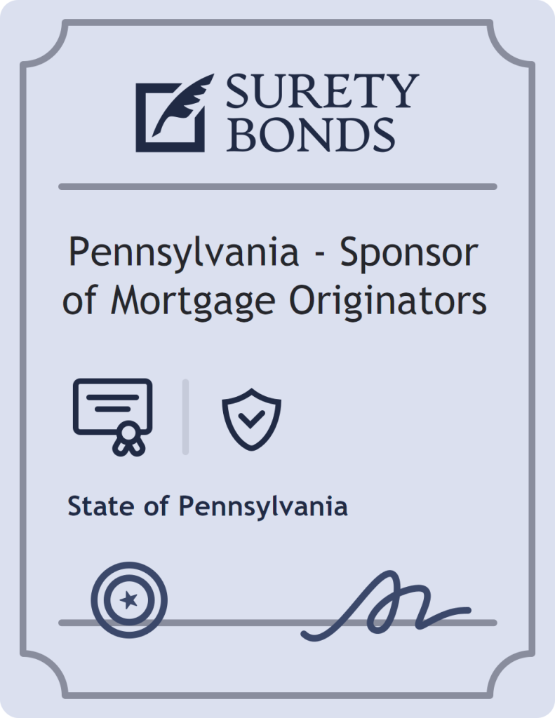 Surety bond badge for Pennsylvania - Sponsor of Mortgage Originators