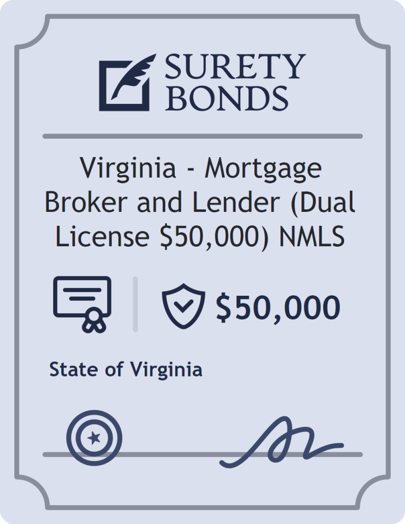 Surety bond badge for Virginia - Mortgage Broker and Lender (Dual License $50,000) NMLS