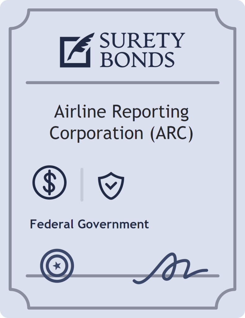 Surety bond badge for Airline Reporting Corporation (ARC)