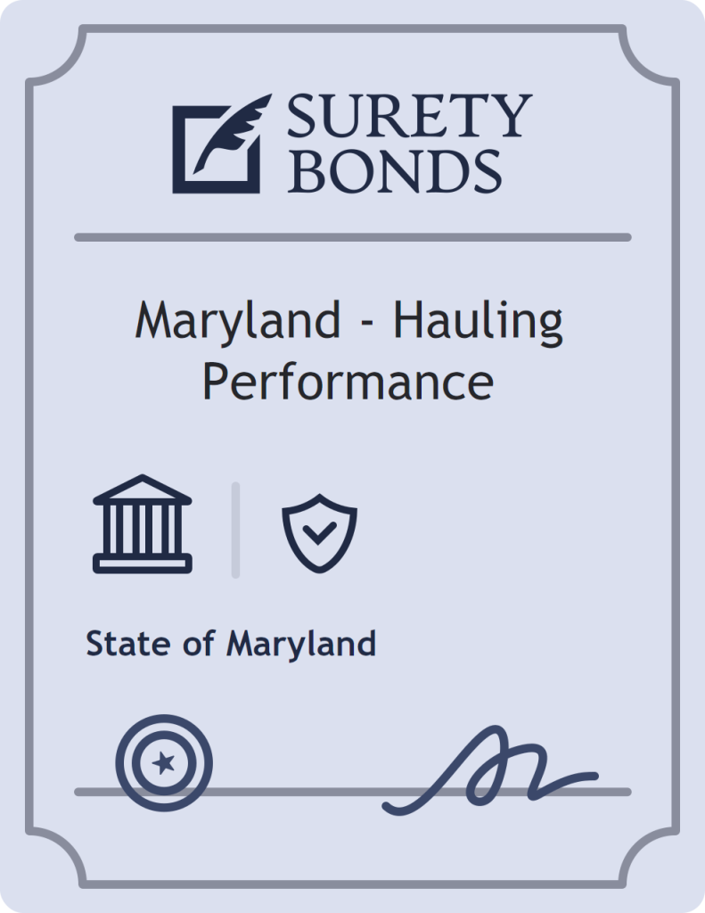 Surety bond badge for Maryland - Hauling Performance