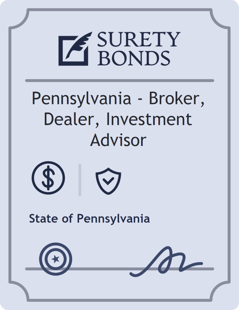 Surety bond badge for Pennsylvania - Broker, Dealer, Investment Advisor