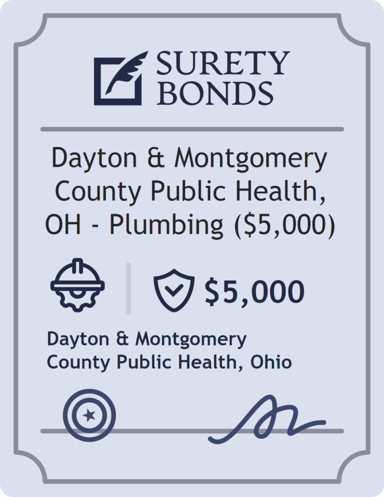 Surety bond badge for Dayton & Montgomery County Public Health, OH - Plumbing ($5,000)