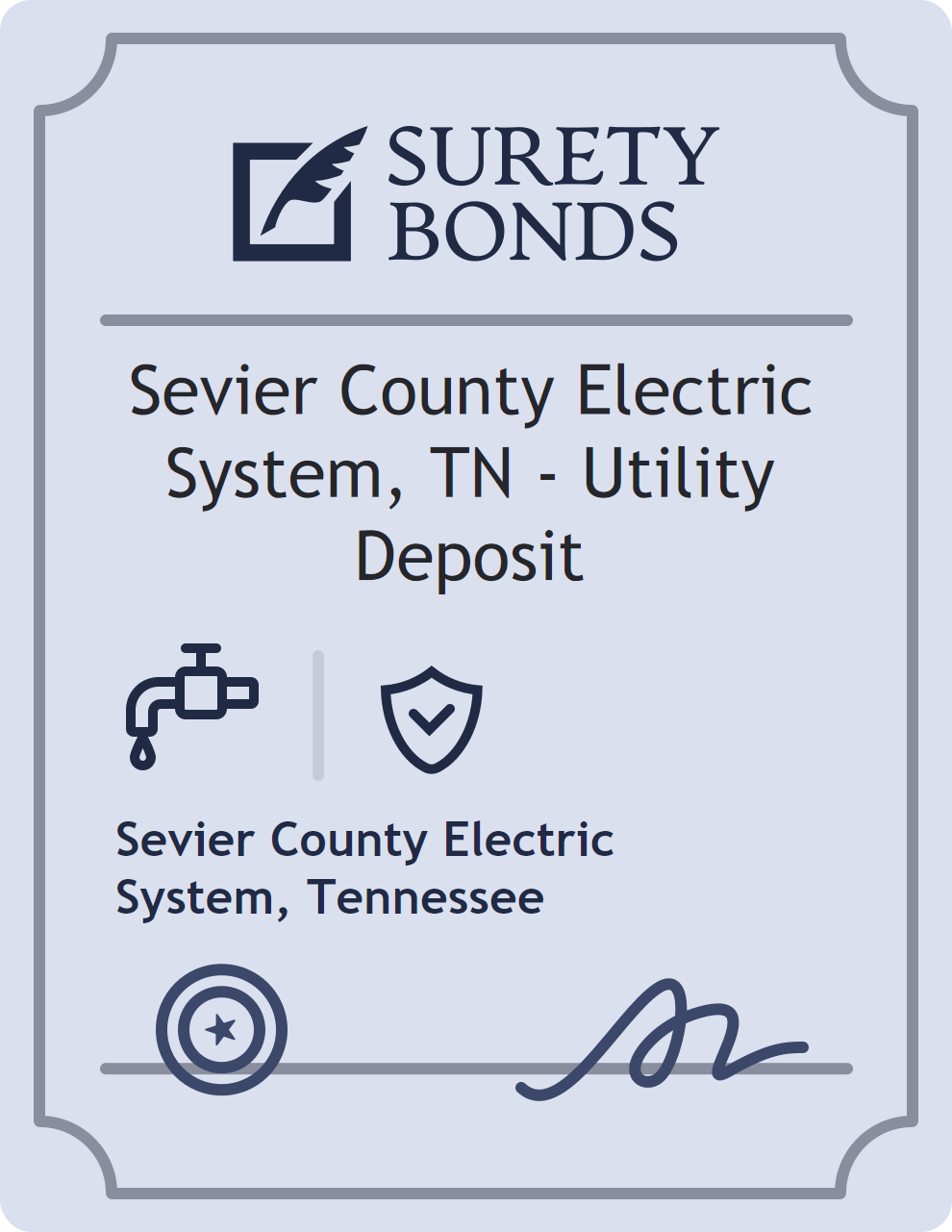 Surety bond badge for Sevier County Electric System, TN - Utility Deposit