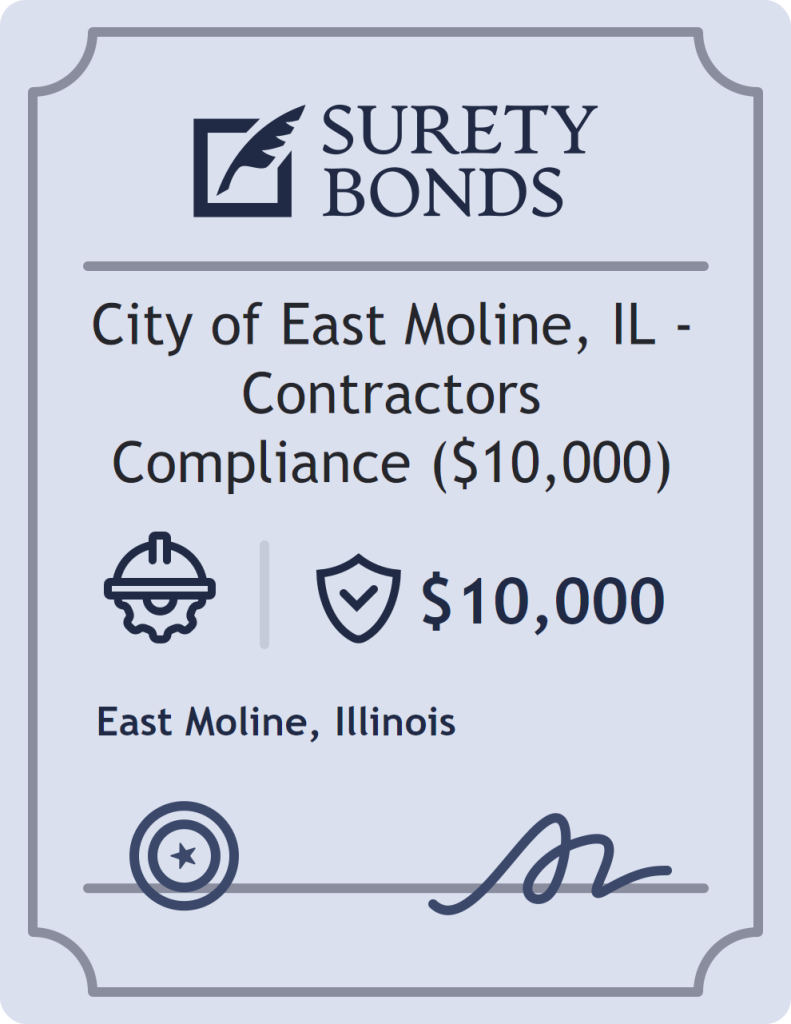 Surety bond badge for City of East Moline, IL - Contractors Compliance ($10,000)