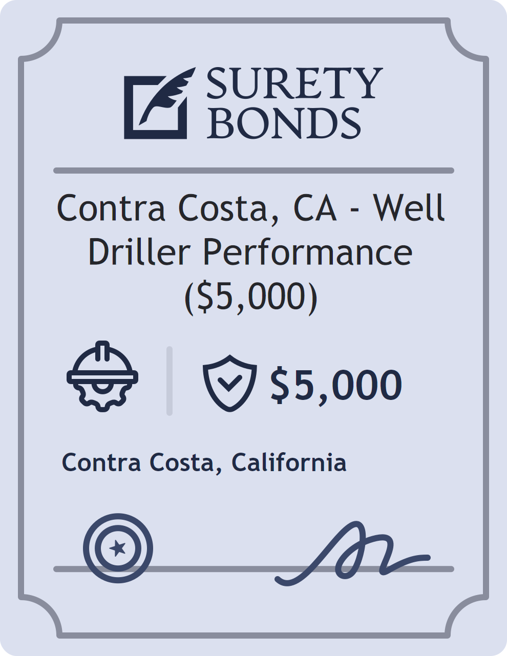Surety bond badge for Contra Costa, CA - Well Driller Performance ($5,000)