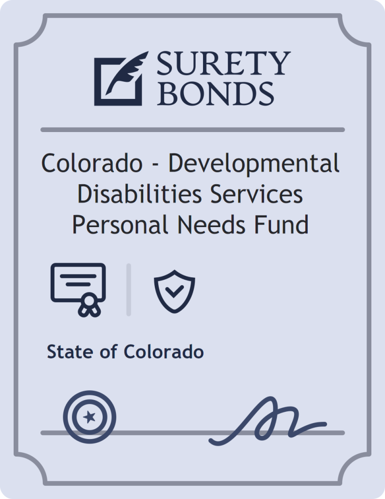Surety bond badge for Colorado - Developmental Disabilities Services Personal Needs Fund