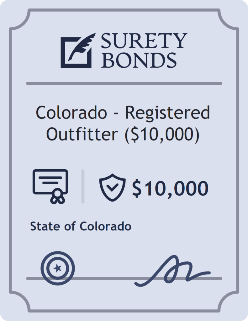 Surety bond badge for Colorado - Registered Outfitter ($10,000)