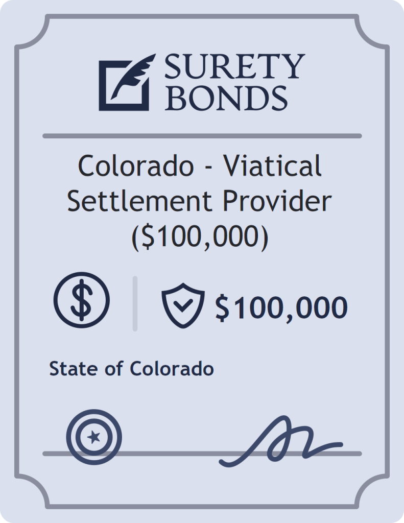 Surety bond badge for Colorado - Viatical Settlement Provider ($100,000)