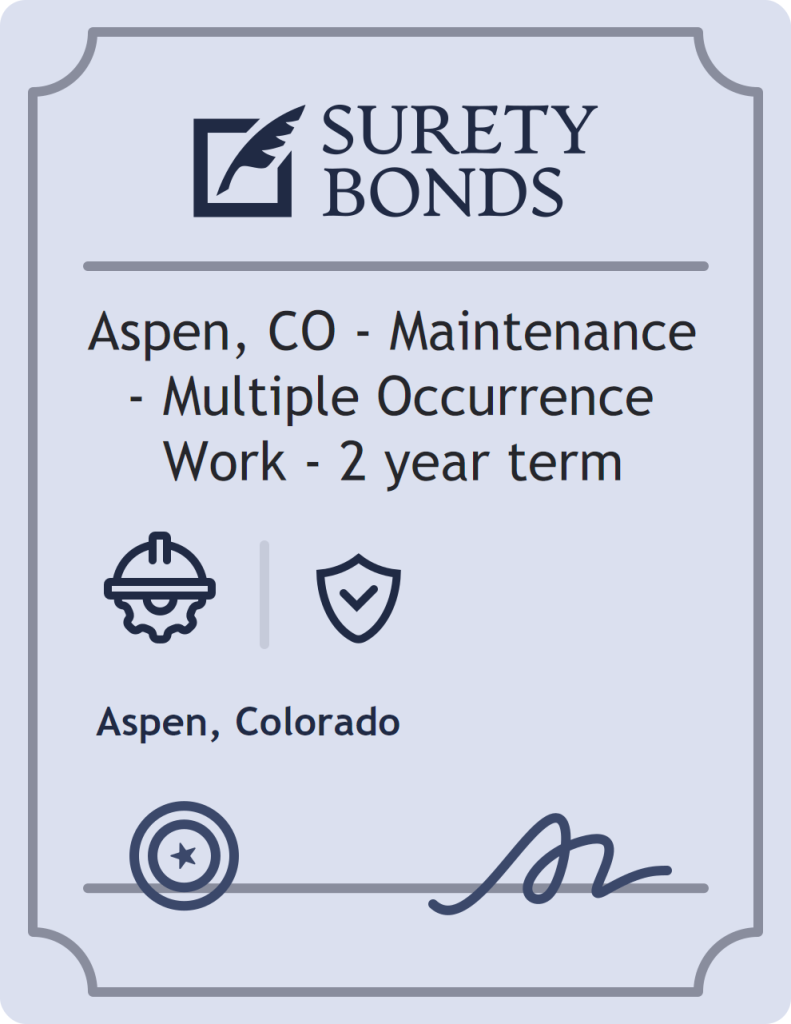 Surety bond badge for Aspen, CO - Maintenance - Multiple Occurrence Work - 2 year term