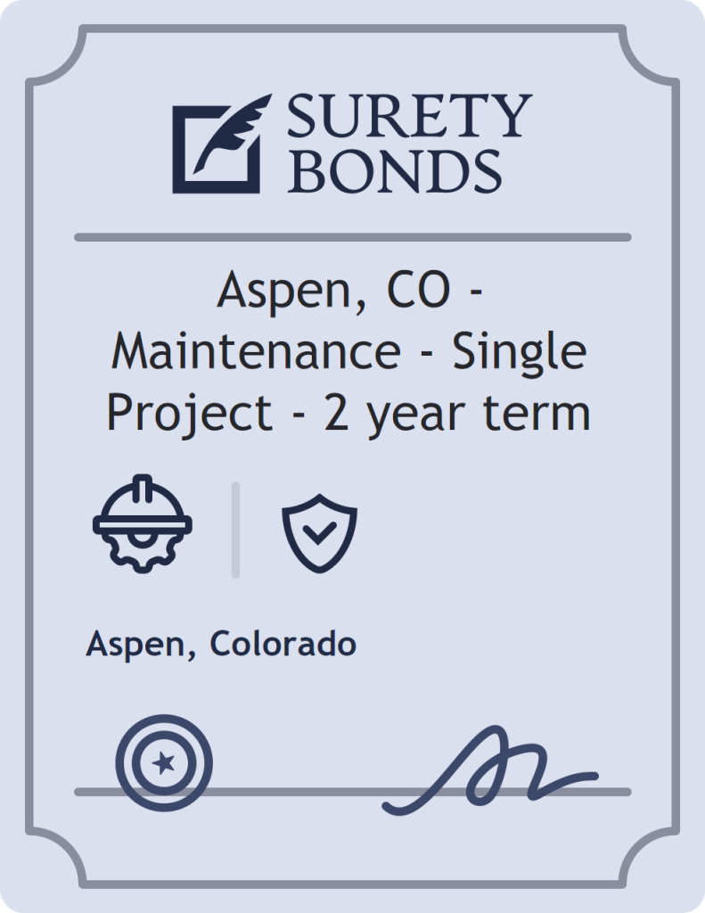 Surety bond badge for Aspen, CO - Maintenance - Single Project - 2 year term