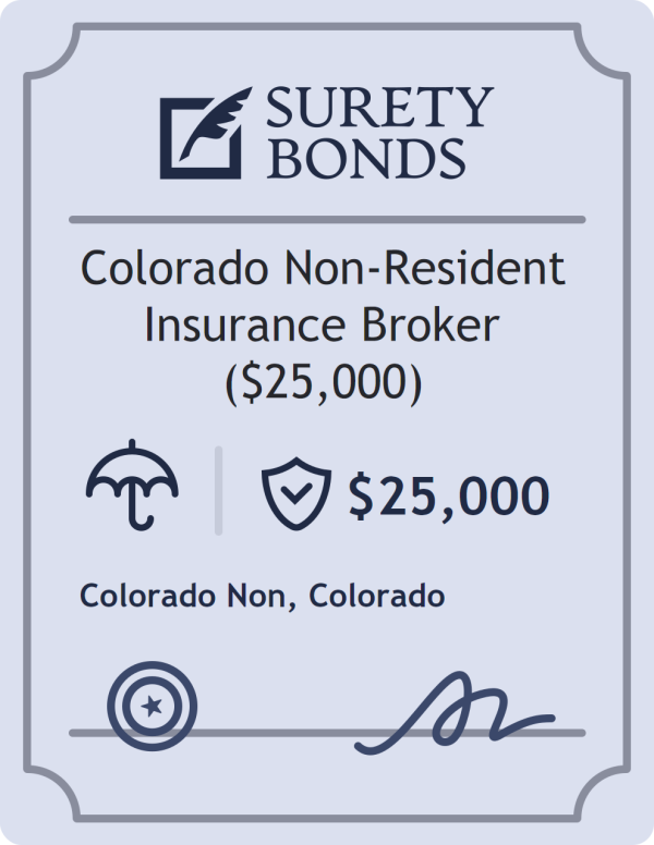 Surety bond badge for Colorado Non-Resident Insurance Broker ($25,000)