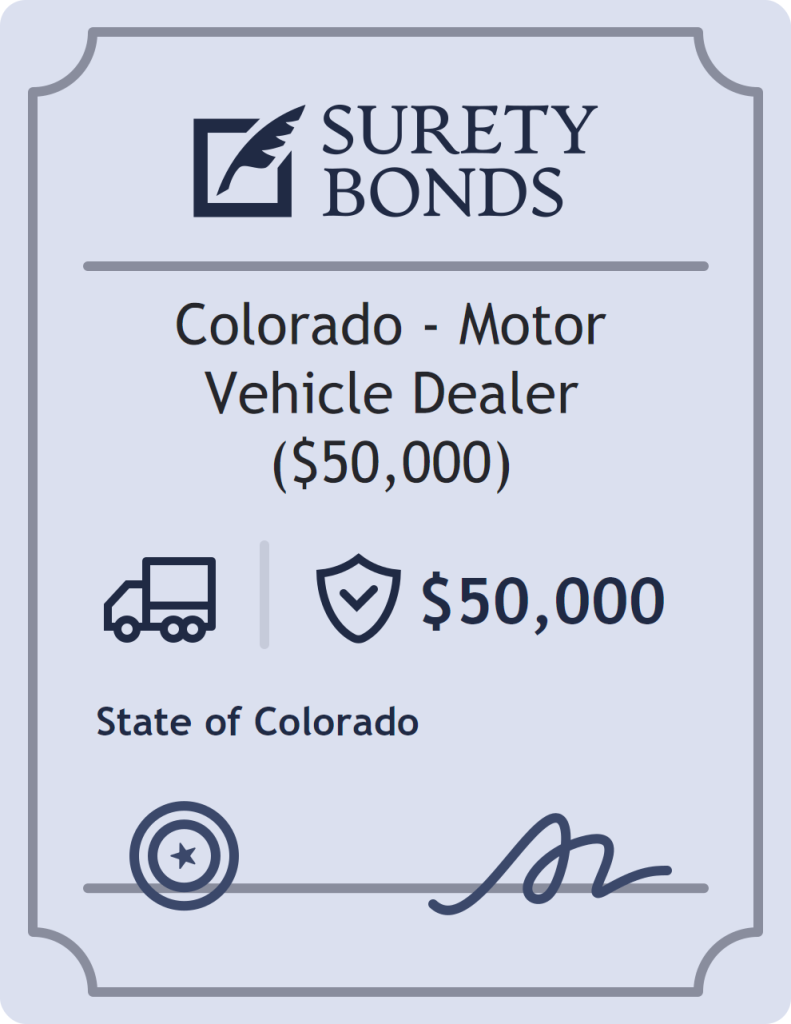 Surety bond badge for Colorado - Motor Vehicle Dealer ($50,000)