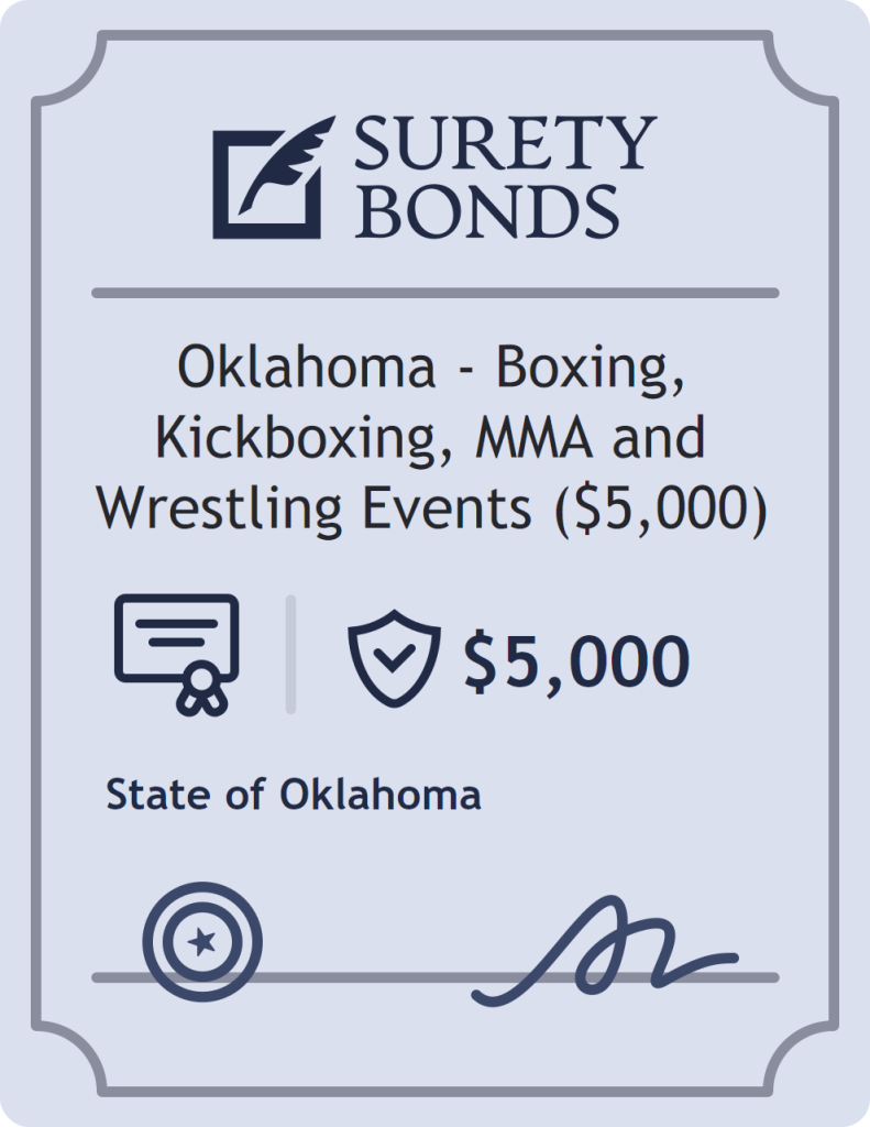Surety bond badge for Oklahoma - Boxing, Kickboxing, MMA and Wrestling Events ($5,000)