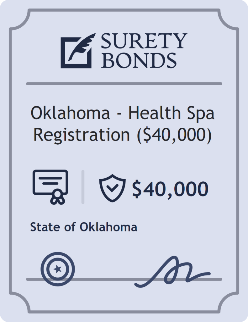 Surety bond badge for Oklahoma - Health Spa Registration ($40,000)