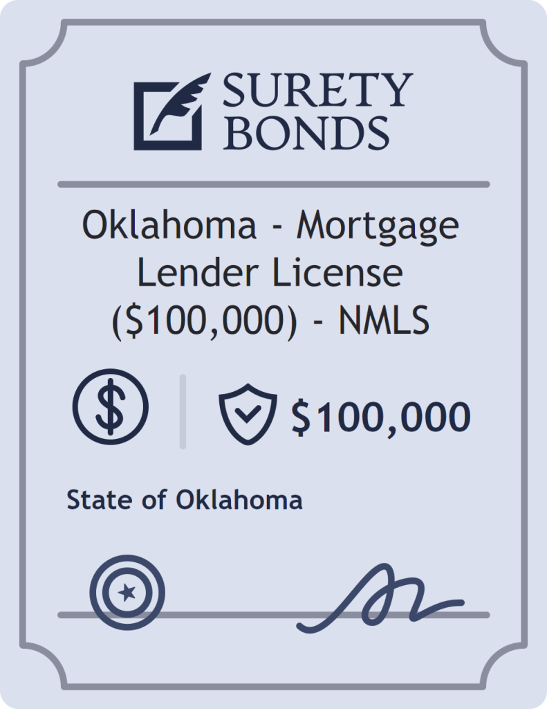Surety bond badge for Oklahoma - Mortgage Lender License ($100,000) - NMLS