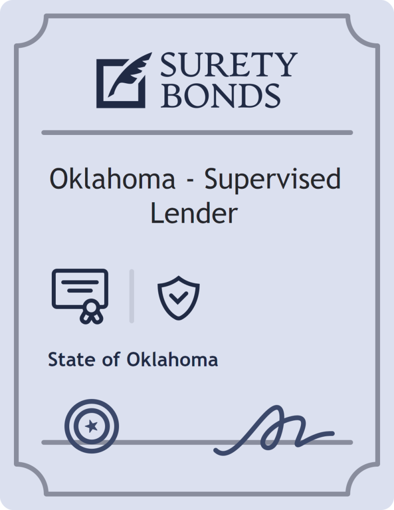 Surety bond badge for Oklahoma - Supervised Lender