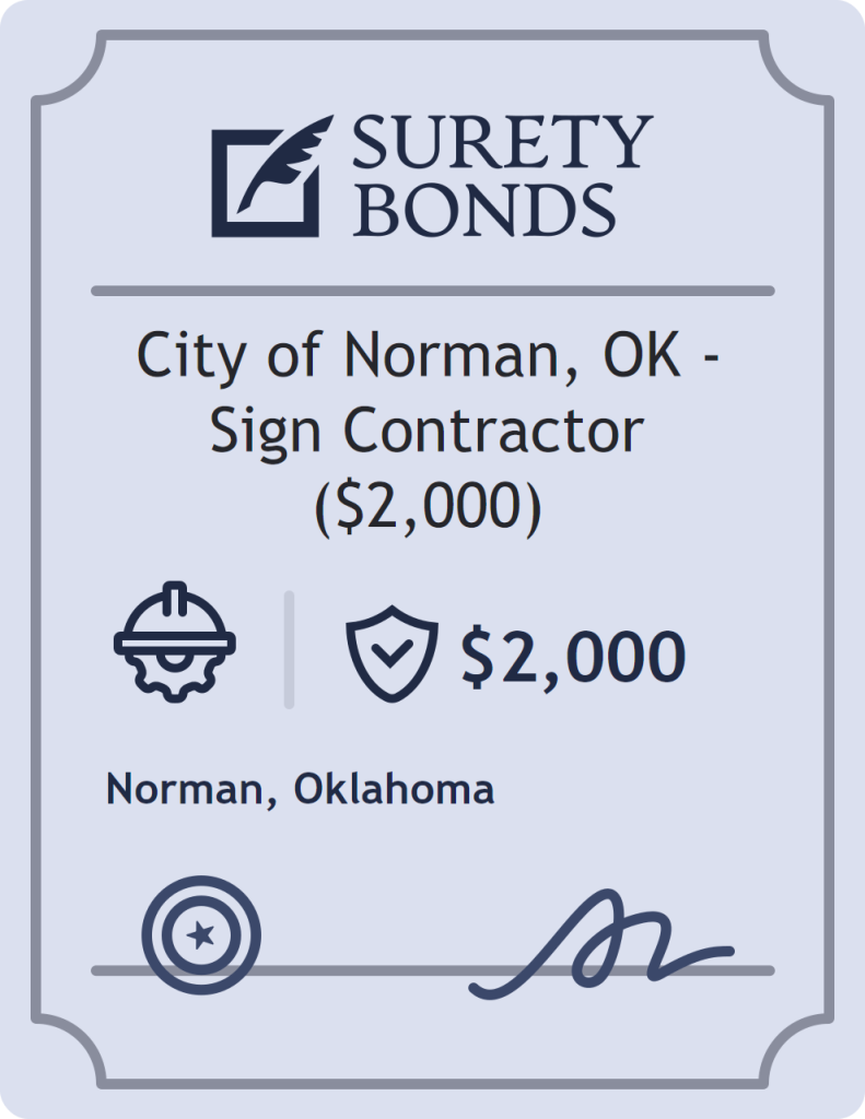 Surety bond badge for City of Norman, OK - Sign Contractor ($2,000)