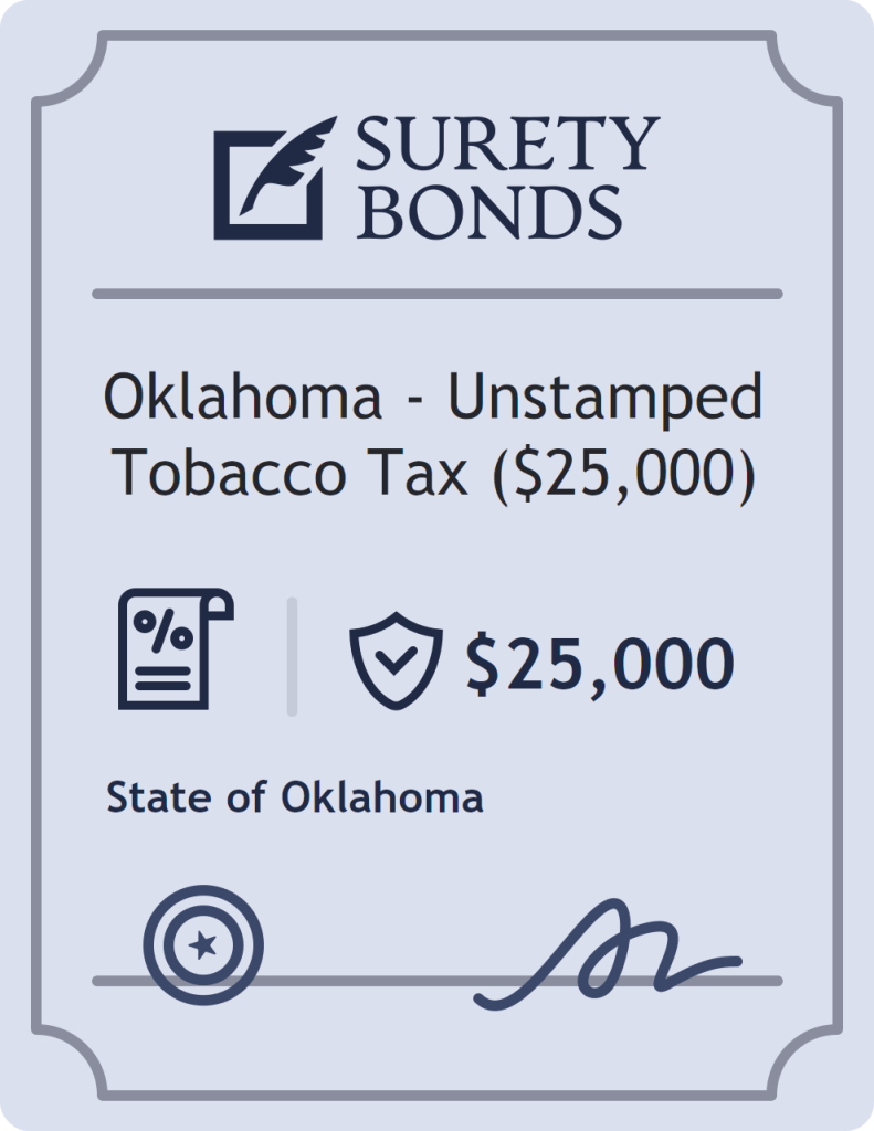 Surety bond badge for Oklahoma - Unstamped Tobacco Tax ($25,000)
