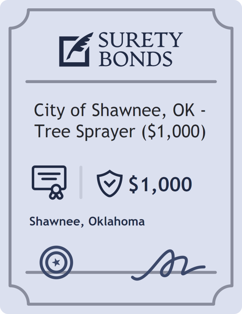 Surety bond badge for City of Shawnee, OK - Tree Sprayer ($1,000)