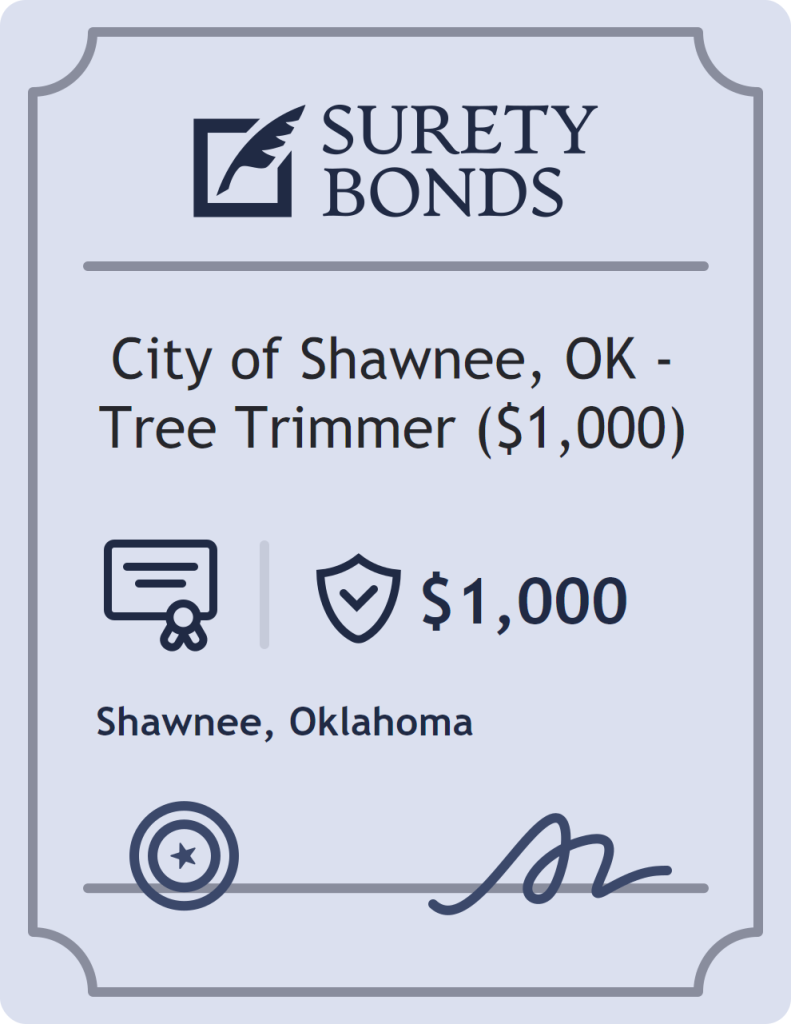 Surety bond badge for City of Shawnee, OK - Tree Trimmer ($1,000)